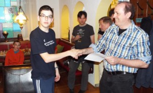 Siegerehrung Stadtmeisterschaft: Bester Jugendlicher Patrick Bossinger